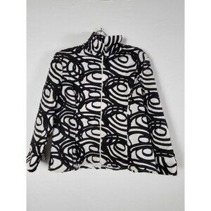 Samuel Dong Womens Black & White Patterned Jacket XL Cotton Blend Stretch